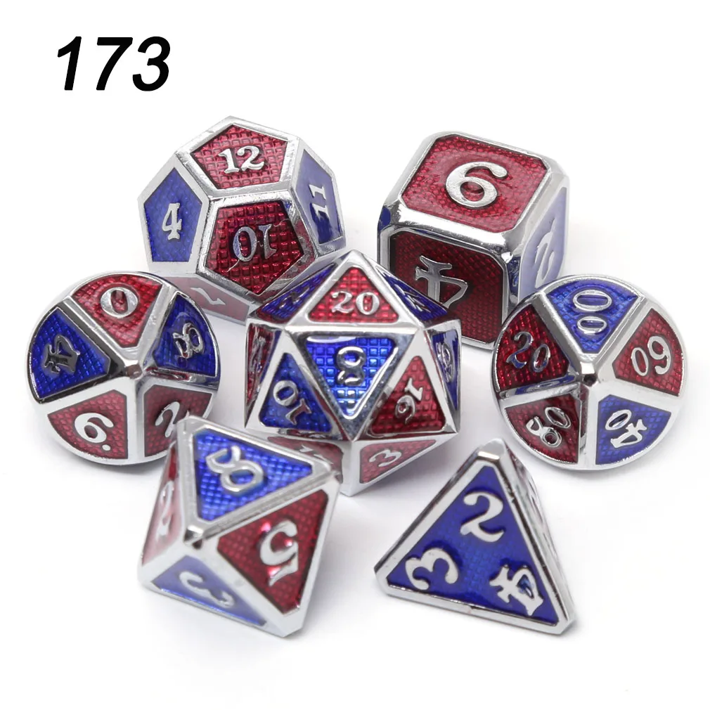 Chengshuo Дракон весы металлические игральные кости двойной цвет dnd набор 7 шт. многогранные rpg для подземелий и драконов цинкового сплава кубики настольная игра - Цвет: 173