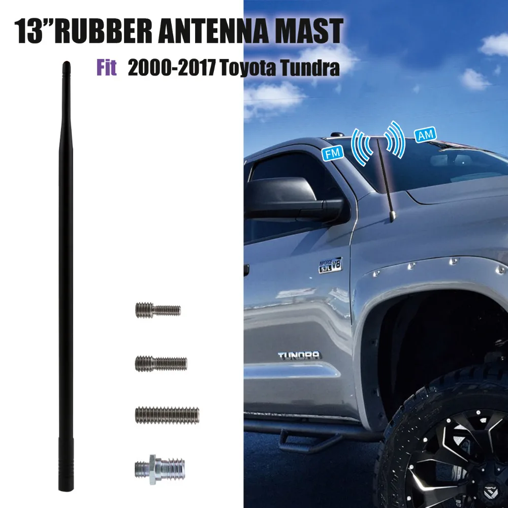 

13" Car Aerial AM FM Radio Power Antenna Mast Signal Reception 12V For Receiver With Mounting Bolt For Toyota Tundra 2000-2017
