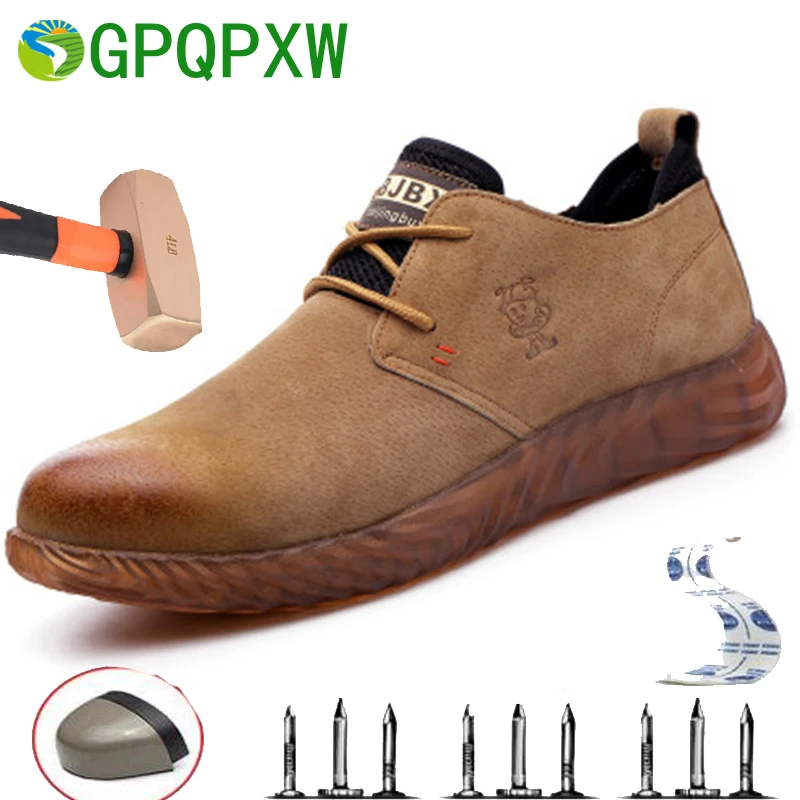 

2019 Labor Insurance Shoes Men's Steel Toe Anti-puncture Safety Shoes Soft Bottom Breathable Lightweight Fashion Hiking Shoes