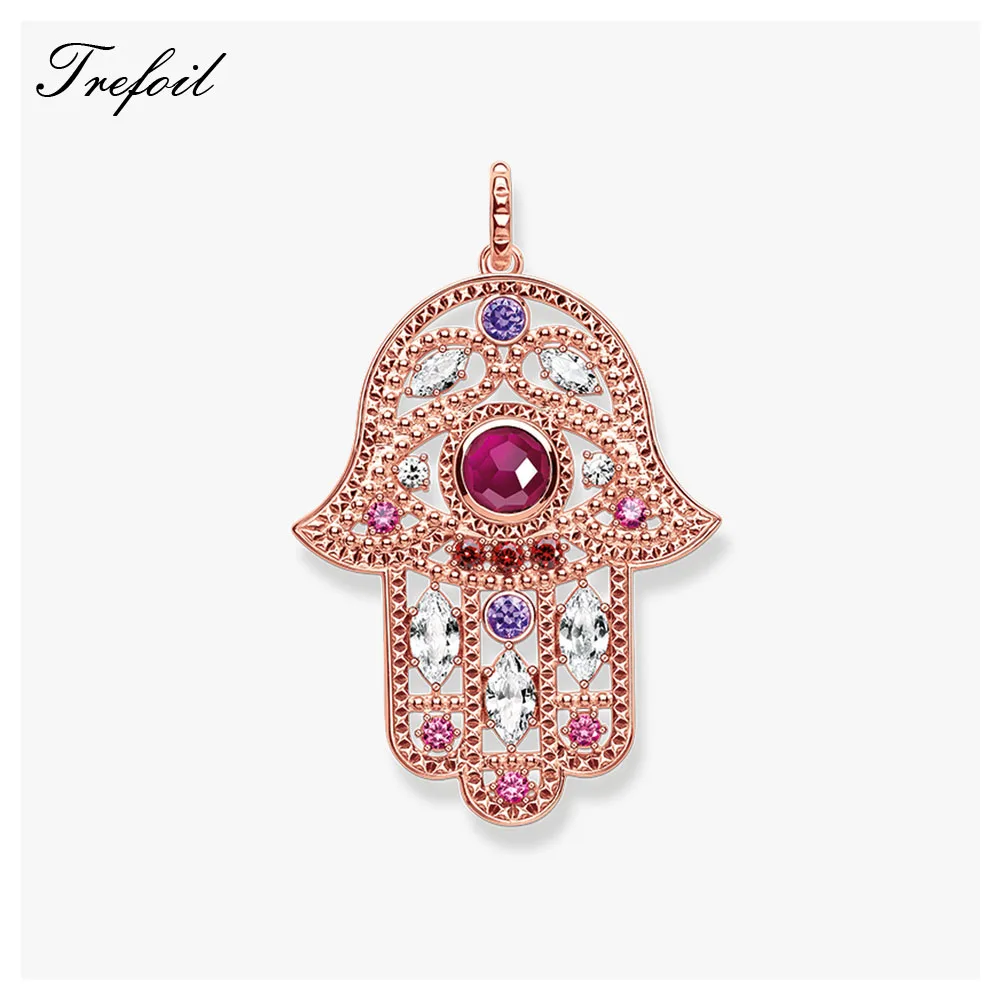 

Rose Gold Hand of Fatima Pendants, Fashion Jewelry 925 Sterling Silver Vintage Gift For Women Girls Fit Necklace 2018 Boho
