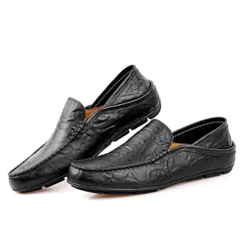 

The Latset Style Soft Genuine Leather Shoes Men Flat Spring Autumn Breathable Casual Shoe Loafer Flock Luxury Fashion Shoes