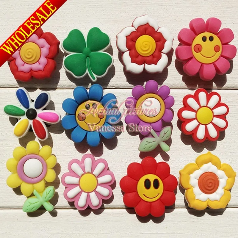 50pcs/lot fashion Small Flower PVC Shoe Charms Shoe Accessories Shoe