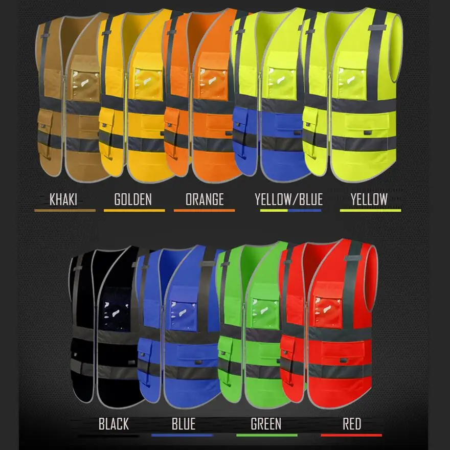 

SFvest High Visibility Waistcoat Reflective Safety Vest Mens Construction Worker Night Runner Cyclist Company Logo Print