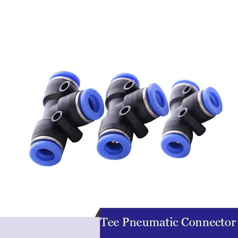 3 Way T shaped Tee Pneumatic 10mm 8mm 12mm 6mm 4mm 16mm OD Hose Tube Push In Air Gas Fitting Quick Fittings Connector Adapters