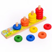 2016 New Arrival Kids Toys Rainbow Calculate Circle Montessori Math Counting Stacker Children Wooden Educational