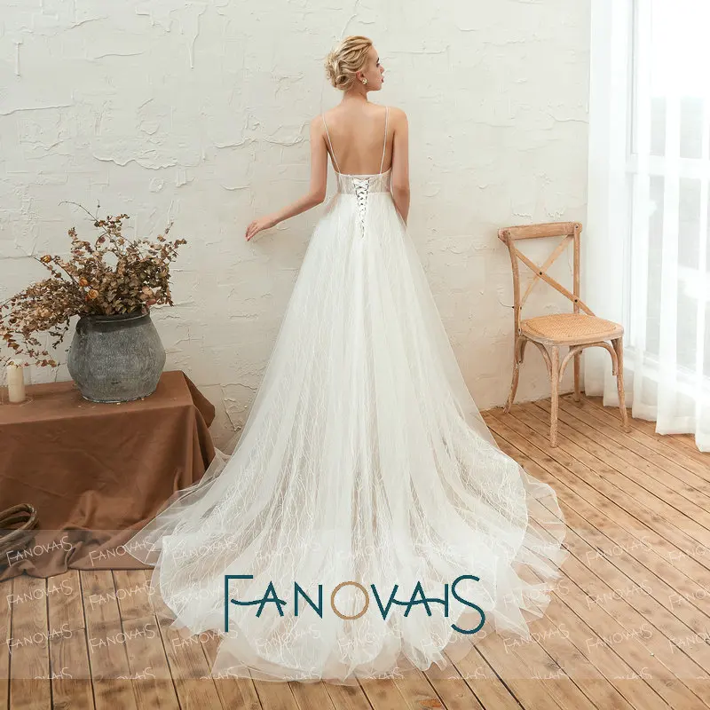 V Шеи Boho Пляж Свадебные Платья Старинные Vestido De Novia Robe Mariee 2019 Платье Элегантный