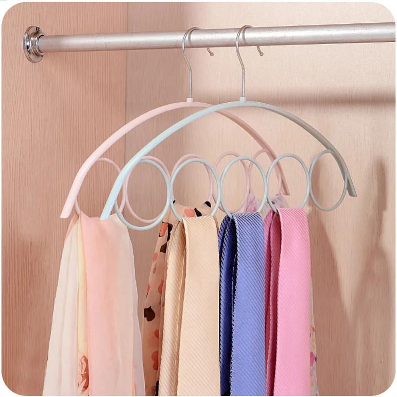 

4pcs/set Shawl Scarf Hanger Belt Tie 5 Ring Rack Organizer Holder Hook Display Hanger 41*23cm