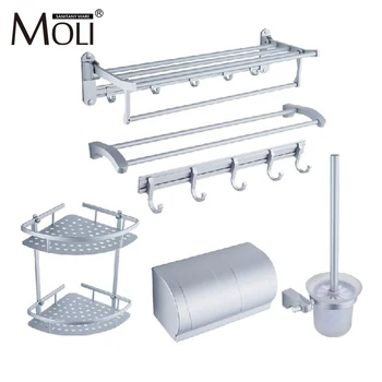 

Aluminum hardware for bathroom wall mount toilet paper holder towel rail shelf bar robe hook brush rack bathroom accessories