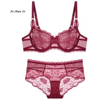 AZE ультратонких Sexy Кружево Вкус женщина комплект с бюстгальтером Нижнее Бельё для девочек чашки