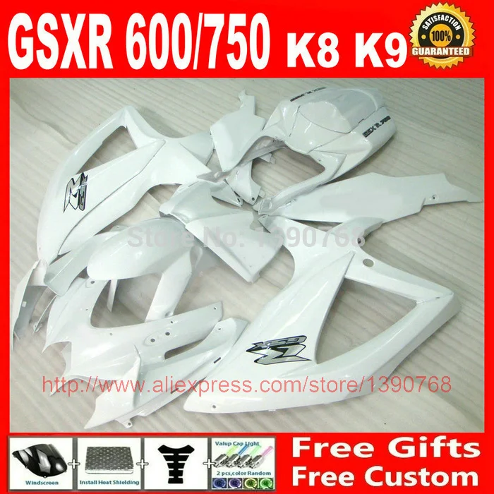 

Fairing kit for Suzuki GSXR600 GSXR750 2008 2009 2010 all bright white bodywork fairings set K8 08 09 10 GSXR 600 750 BM37