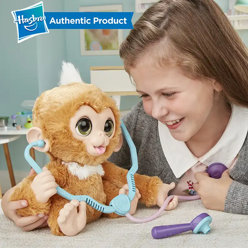 Hasbro Furreal Check up Zandi Sweet Little Monkey Plush Stuffed Toy Can