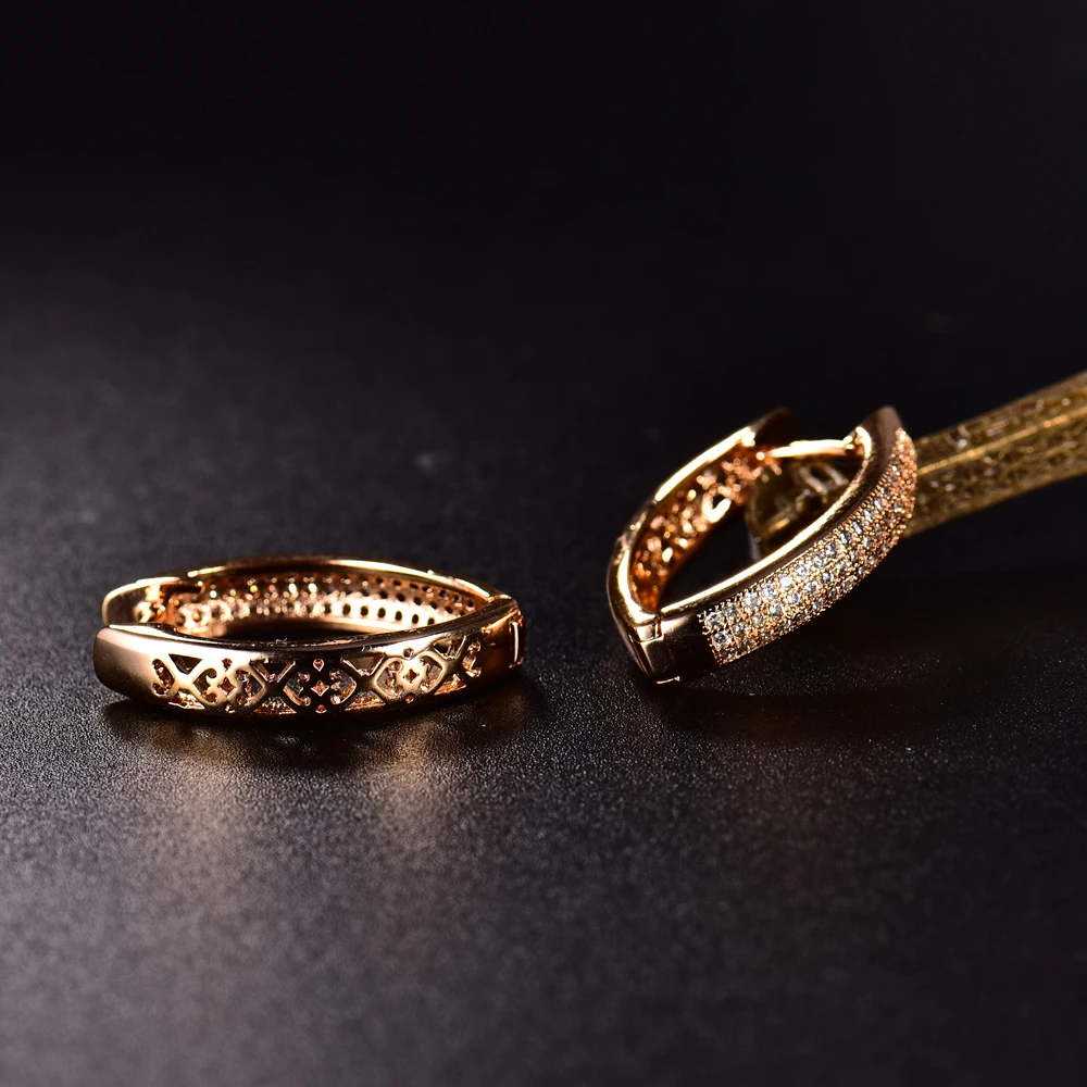 XIAGAO, классические серьги-кольца золотистого цвета, покрытые австрийским кубическим цирконием ААА для элегантных женщин, модные ювелирные изделия Brinco AE035