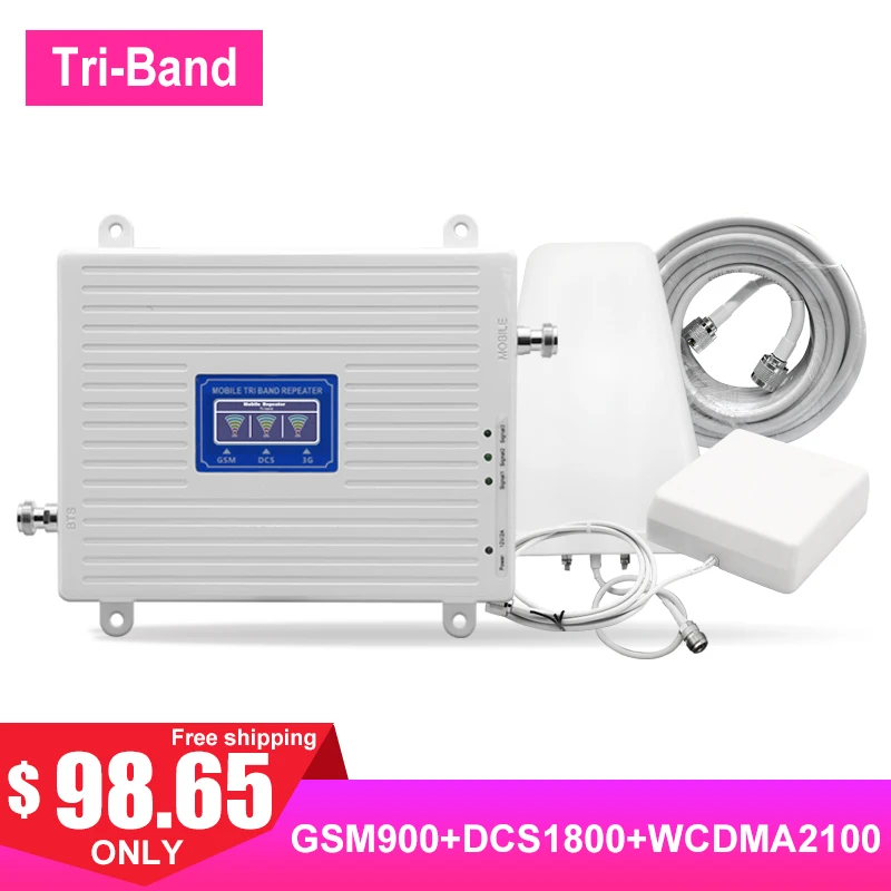 GSM LTE 2G 3G 4G عدة مكبر الصوت ثلاثي الموجات الخلوية إشارة معززة هواتف محمولة AGC 900 2100 1800 MHZ UTMS الإنترنت شبكة هوائي>
