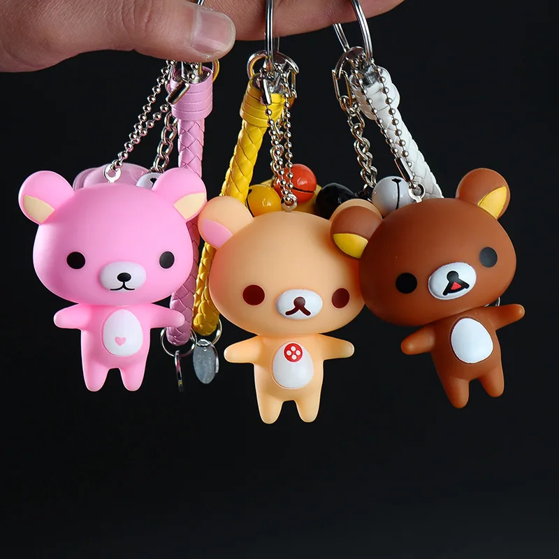 Rilakkuma с симпатичными машинками колокол брелок мультфильм легкий медведь