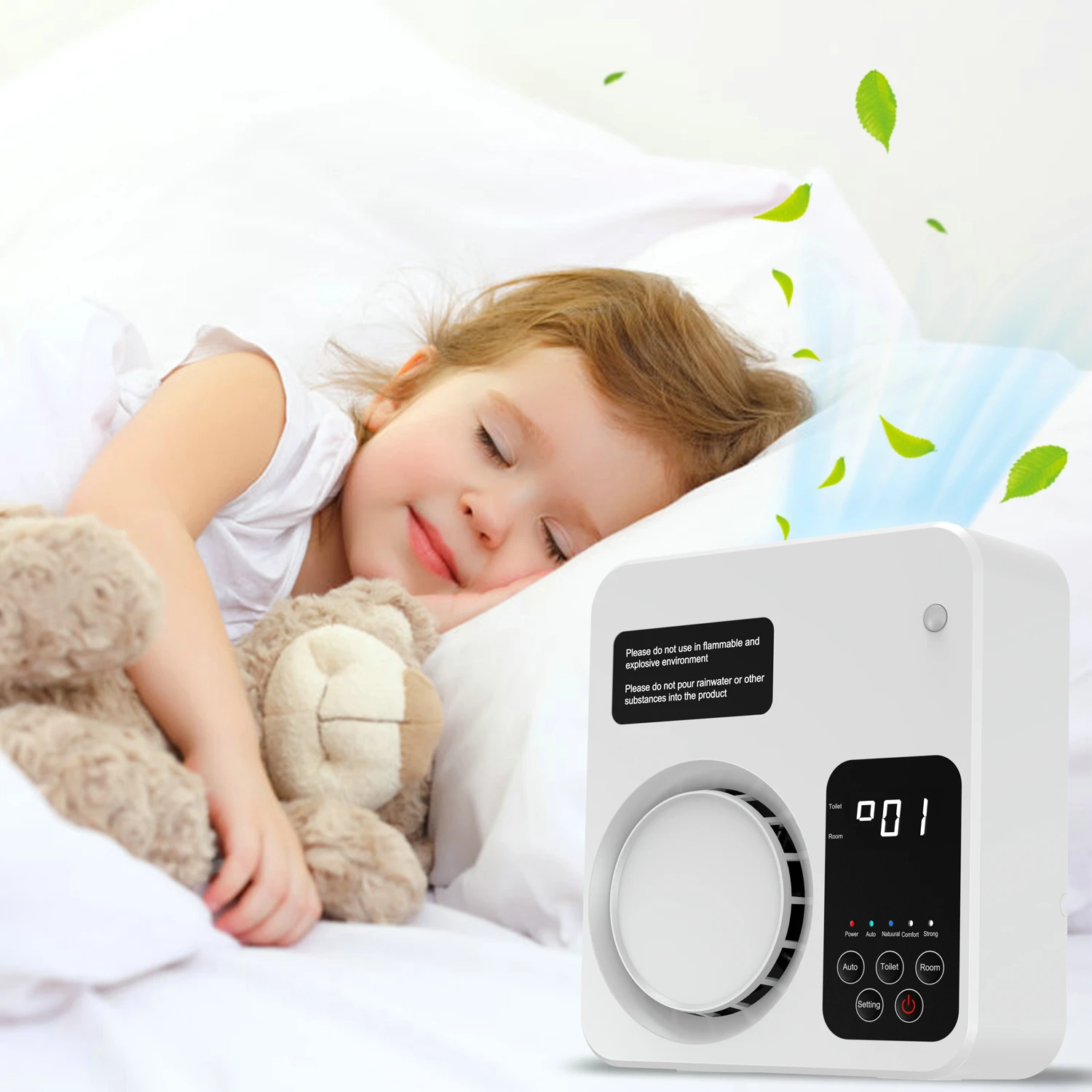 Air Purifier for Home Smokers Allergies Quiet in Bedroom Filtration System Cleaner Eliminators Odor Smoke Dust Mold Smart Switch