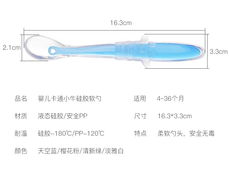 Силиконовая ложка для кормления ребенка Мягкая ложка для обучения безопасности младенцев посуда