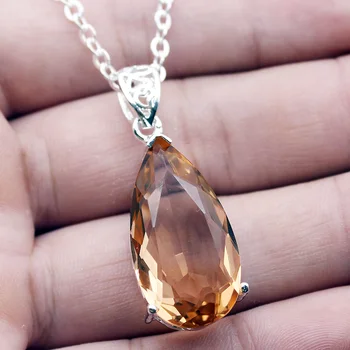 

Hermosa Jewelry Drop Shape Orange Silver Color Necklace Fashion Pendants 42MM MP050
