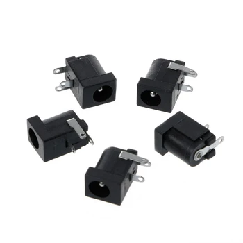 

5 Pcs DC-005 Black DC Power Jack Socket Connector 5.5x2.1mm Barrel-Type PCB Mount