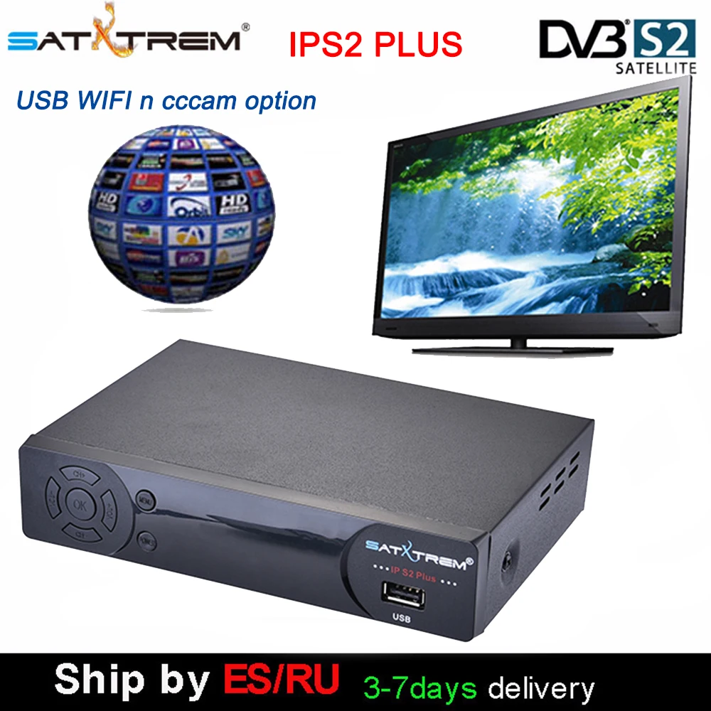 

SATXTREM IPS2 Plus DVB-S2 Digital Satellite Receiver with USB Wifi antenna support Cccam Decoder Youtube yourporn ES/UK/Italy