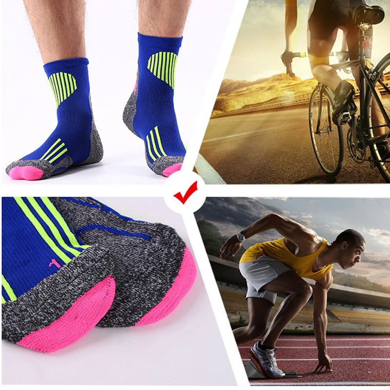 Всесезонные профессиональные мужские спортивные носки, беговые носки для велоспорта с дышащей строчкой, хлопковые носки, европейские размеры 39-43