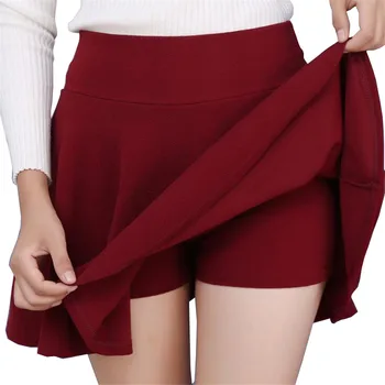 

NDUCJSI Fashion High Waist Casual Wear Korean Short Skater Skirt M-5XL Plus Size Shorts Skirts Women's Solid Mini Pleated Skirt