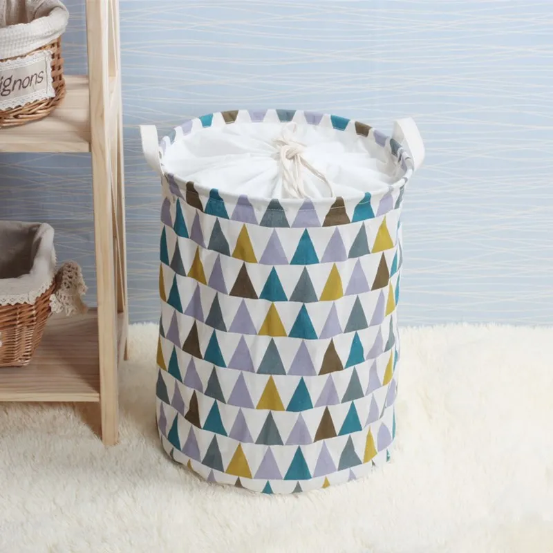 

Waterproof Canvas Laundry Basket Bag Pattern Clothes Storage Basket Foldable Family Clothes Bucket Children's Toy Storage Basket