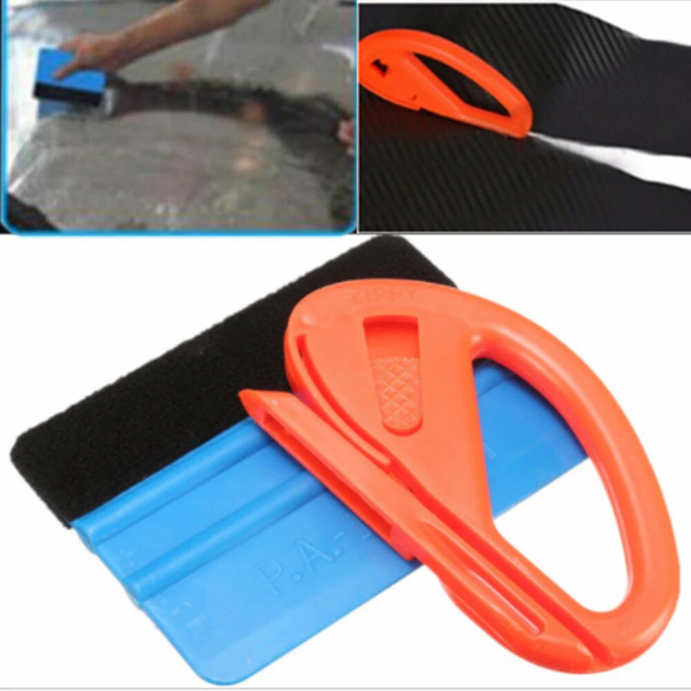

Car Fluff Scraper + Film Bottom Film Cutter Vinyl Safety Cutter & Felt Edge Squeegee Scraper Car Wrapping Tools Useful HQ