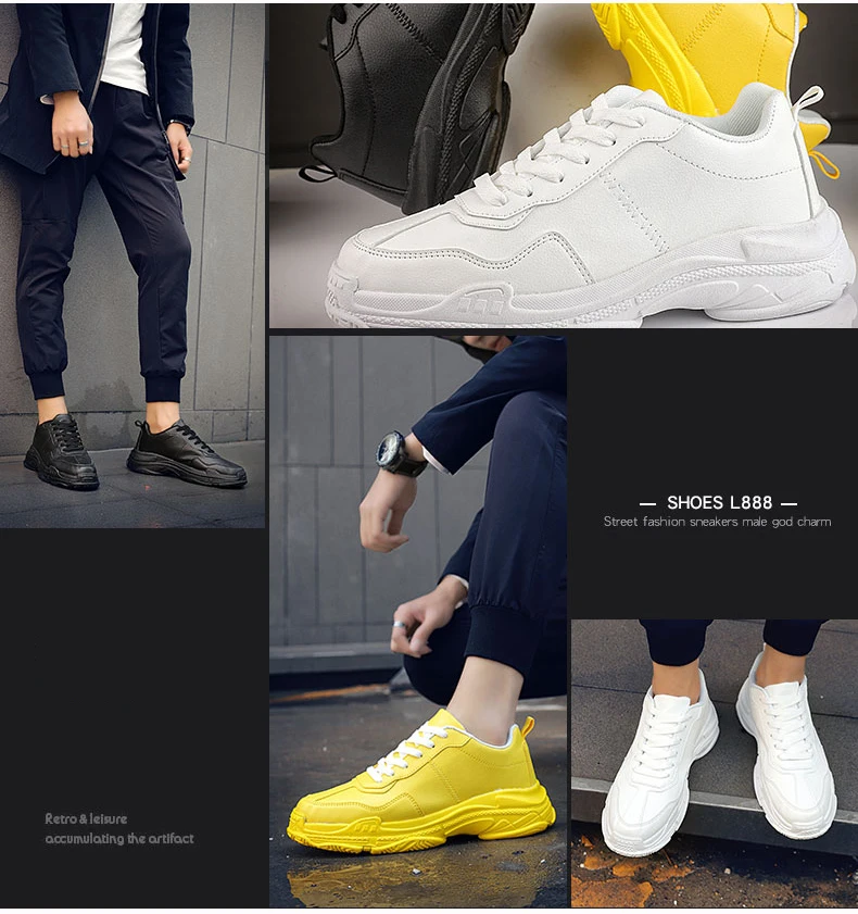 Mens Chunky Trainers Sneaker Winter PU Leather Men Sneakers Luxury Brand Black High Platform Sneakers Men Brand Shoes Classic  (1)