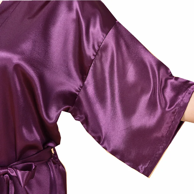 Пустой длинная куртка с секциями логотип искусственного шелка кимоно халат Для женщин свадебные туфли невесты Халаты девичник Свадьба