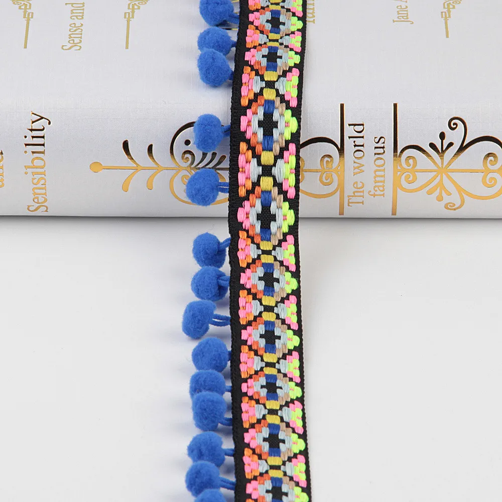 black blue 1 Кружевная ткань, Модная отделка помпонами, бахрома, лента, помпон, 10-12 мм, украшение, помпоны, шаровая занавеска, аксессуары для одежды - Цвет: black blue 1