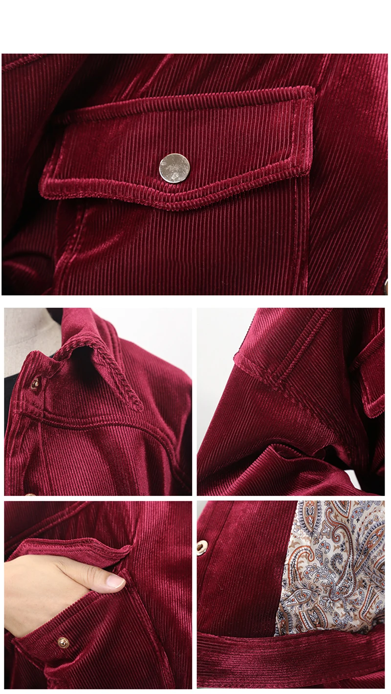 Scsech Corduroy Single Women Jackets Velvet Cotton Basic Jacket Coat Front Pockets Warm Coats Autumn Casual Jacket D8A11 (2)