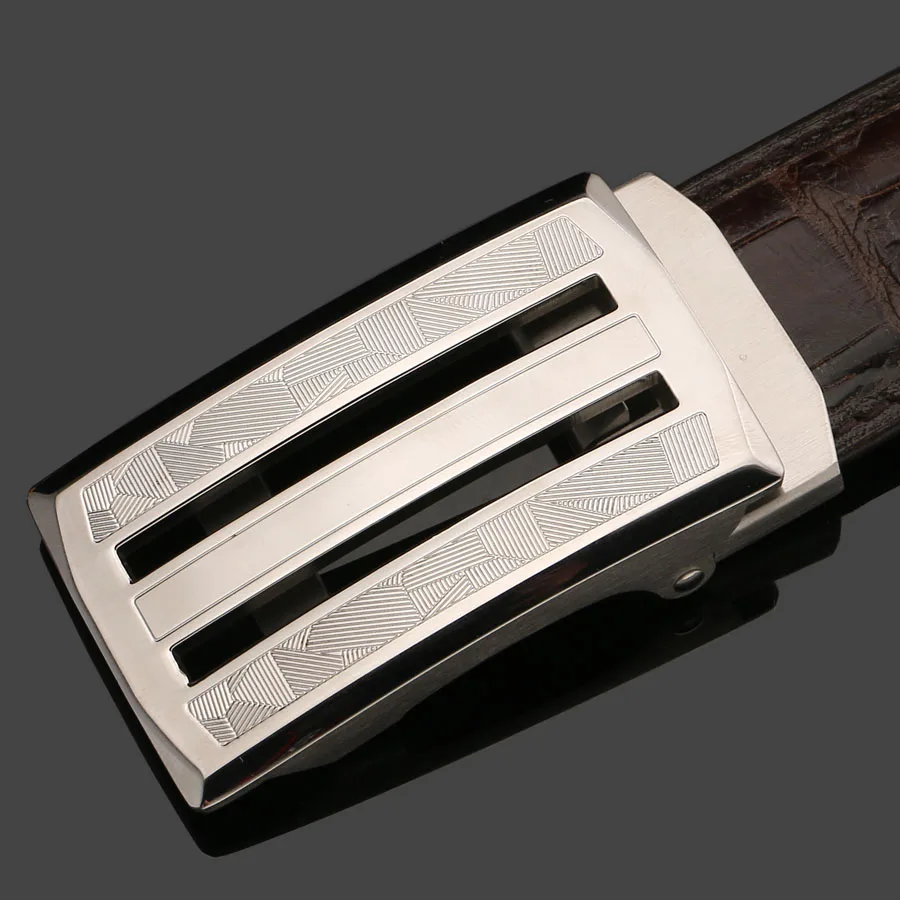 [BATOORAP] настоящий высококачественный мужской ремень, автоматическая стальная пряжка, ремни из крокодиловой кожи, роскошные брендовые дизайнерские ремни черного цвета - Цвет: Style 4 brown