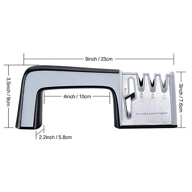 Кухня Ножи точилка 4 в 1 Руководство Ножницы Ножи точилка Алмазный точильный камень Вольфрам Сталь Керамика заточка Системы