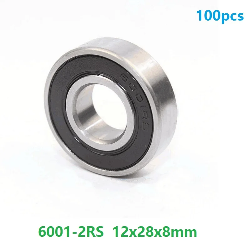 

100pcs/lot 6001RS 6001-2RS 6001 2RS RS rubber sealed 12*28*8mm Deep Groove Ball bearing Shaft 12x28x8mm