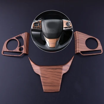 

beler 3Pcs Steering Wheel Peach Wood Grain Trim Cover Decoration Fit For Honda CRV CR-V 2017-2018