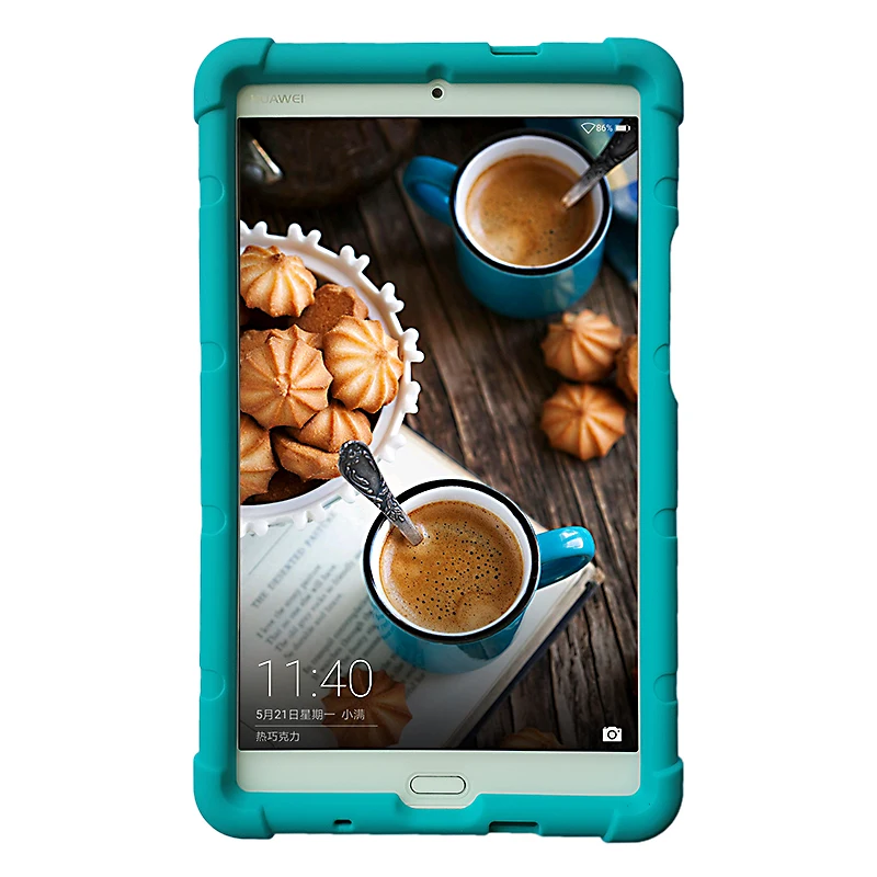 Подпрыгивающий чехол для huawei MediaPad M3 BTV-W09 детский бампер BTV-DL09 8,4 дюймов чехол для планшета Силиконовый прочный чехол синий - Цвет: Turquoise