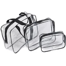3pcs Baellerry Clear Makeup Waterproof PVC Cosmetic Bags Portable Toiletry Travel Wash Storage Pouch Transparent Organizer Cases