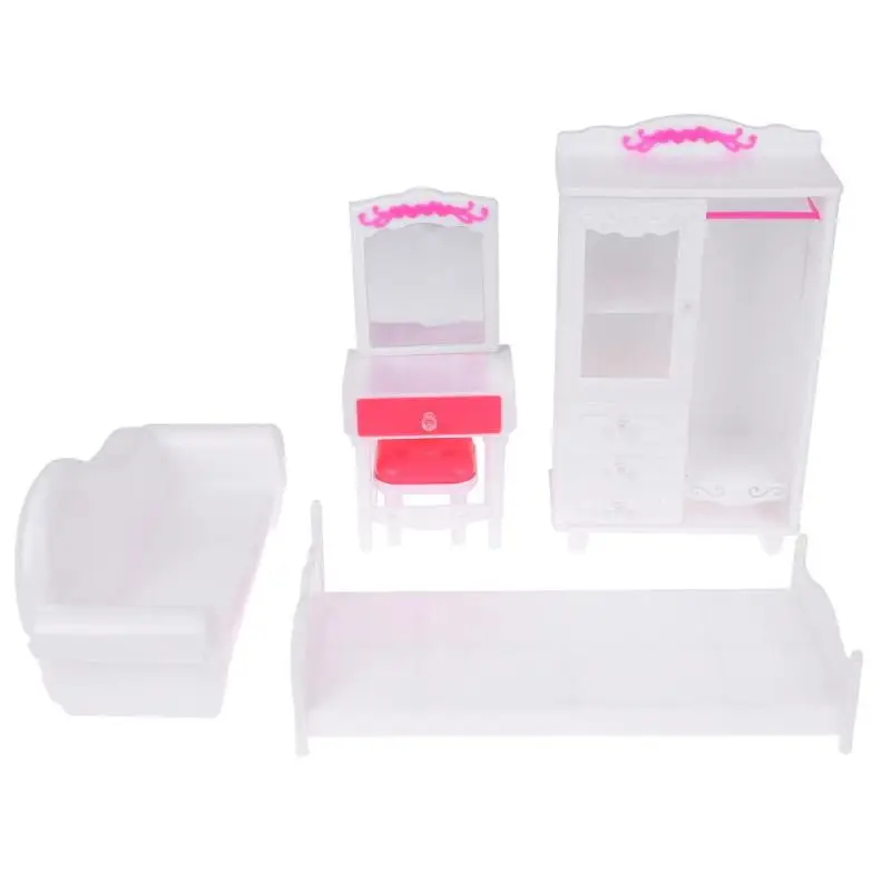 

Miniature Plastic Bedroom Furniture Toys Set Kids Gift Play House Dollhouse