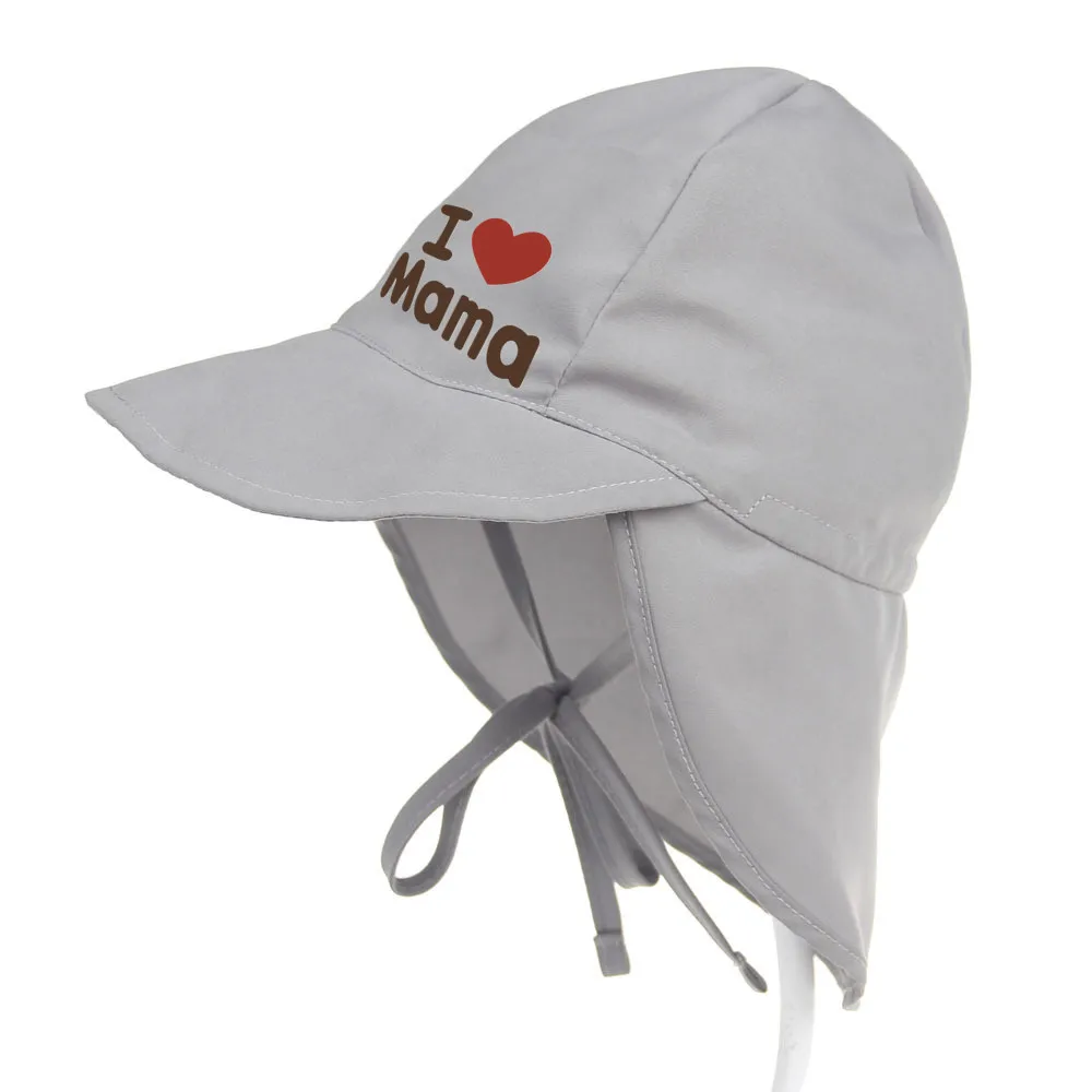 Летняя Детская Солнцезащитная шляпа, Детская уличная Защита от УФ Пляжные кепки, детская шапочка для плавания для мальчиков и девочек 0-5 лет - Цвет: i love mama gray