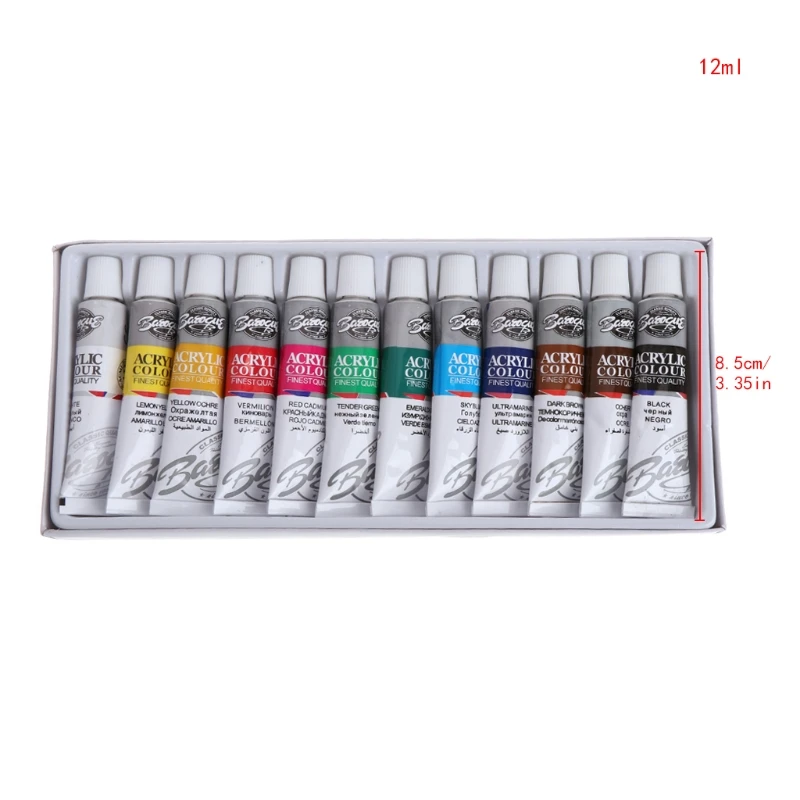 

Professional Acrylic Paints Set Heavy Body Textile Painting Brush 12 ML 12 Color