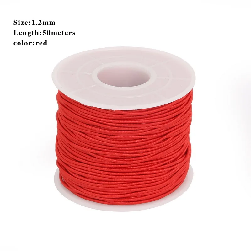 Эластичный стрейч нейлон веревка из бисера нити для браслет ювелирные изделия и ремесленничество аксессуары Dia. 0,8 мм 1,2 мм 1,5 мм - Цвет: Red 50m