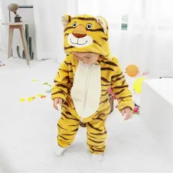 Одежда для детей комбинезон с животными для новорожденных, милый тигровый комбинезон, костюм мягкая хлопковая одежда для мальчиков и