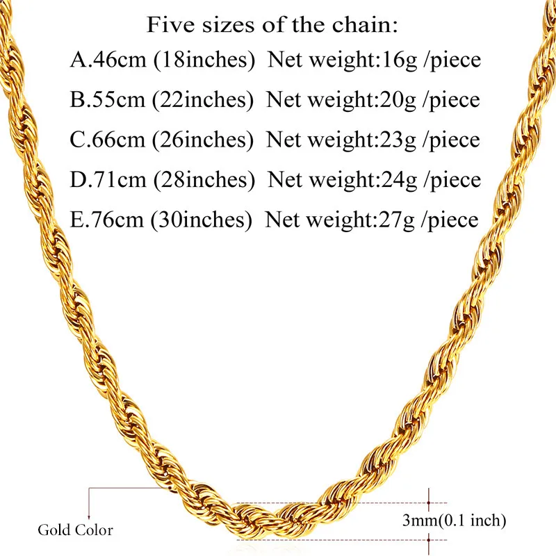 Starlord 3 мм 316L нержавеющая сталь/черный/золотой цвет Dookie Веревка Цепи Ожерелье для мужчин ювелирные изделия оптом длинное ожерелье GN2173