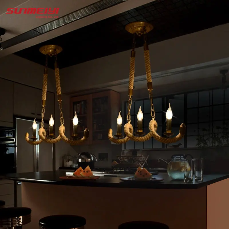 

2019 Retro Vintage Rope Pendant Light Lamp Loft Creative Personality Industrial Lamp Edison Bulb American Style For Living Room
