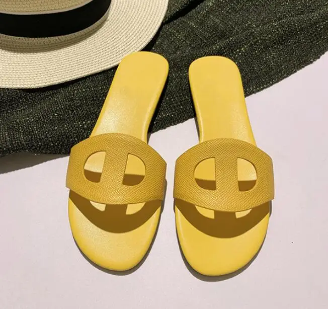 

2019 Fashion Summer Design Multi-colors Wrinkle Leather Open Toe Women Slippers Flat Outside Pig Nose Casual Slides Women