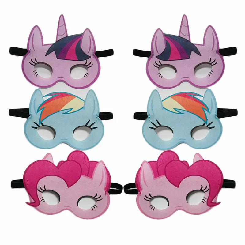 Unicorn Party Masks Cartoon Rainbow Mask 1st Birthday Party Decorations Kids My Little Pony Girl Children's day Mask Supplies5
