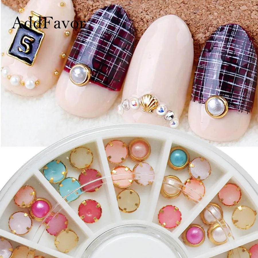 

Addfavor 3pcs/set Nail Rhinestone Gems Beads Studs Pearl Charm Nail Art Accessories Mixed 3D Nail Decoration DIY Manicure Tools