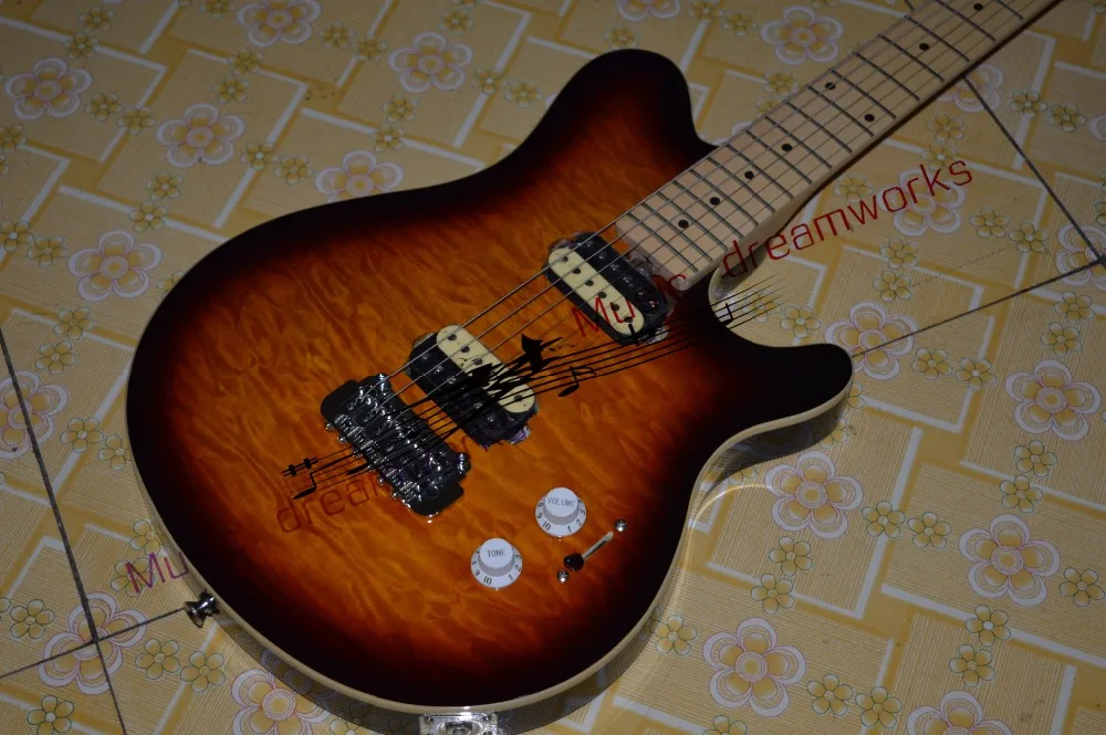

China OEM firehawk shop custom Water ripples maple style electric guitar Colors to order.Ems free shipping.