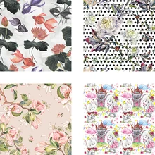 Полиэстер ткань на заказ 3D ткань с цифровым принтом тонкая цветочная ткань для плательная ткань для девушек diy Одежда Лоскутная Ткань