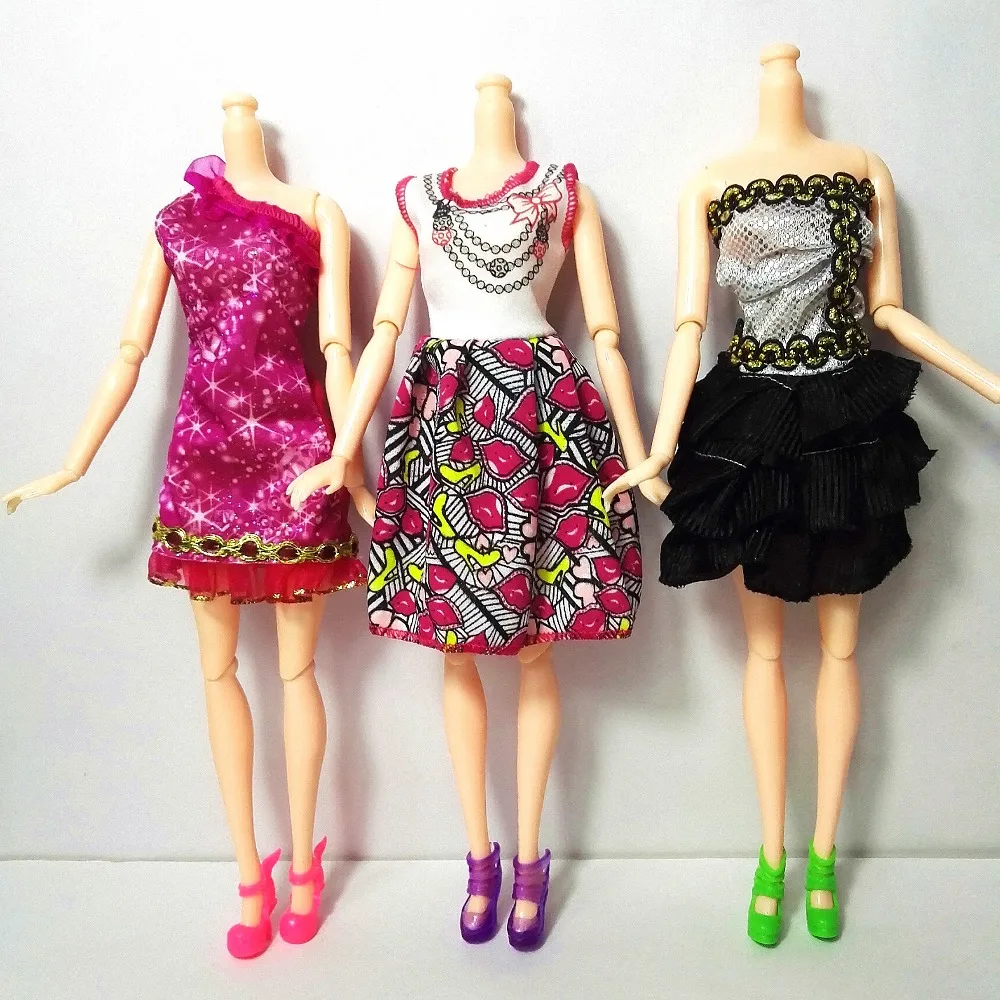 10PCS handgemachte Partei Kleidung Mode Kleid für  Puppe ZP 